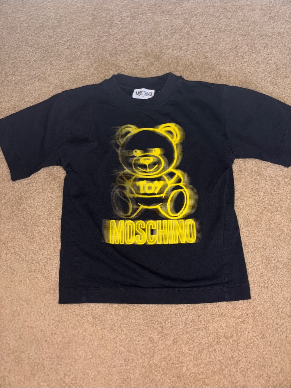 Moschino Black Tee Neon Yellow Teddy Graphic Toy 4 104